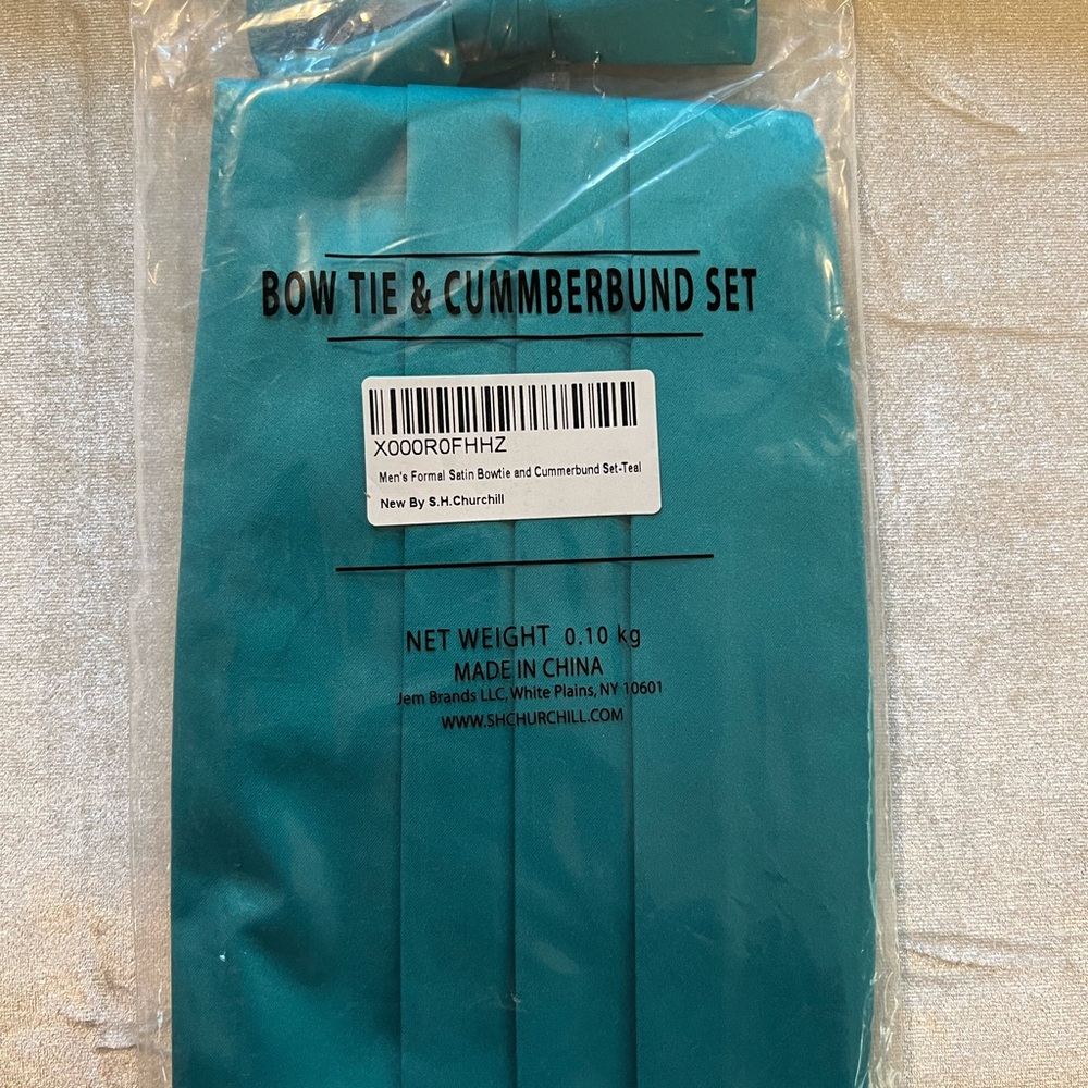 Satin Bow Tie & Cummerbund Set - Teal